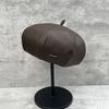 Big hat top retro super soft leather PU beret women's fashion versatile face small temperament painter hat autumn