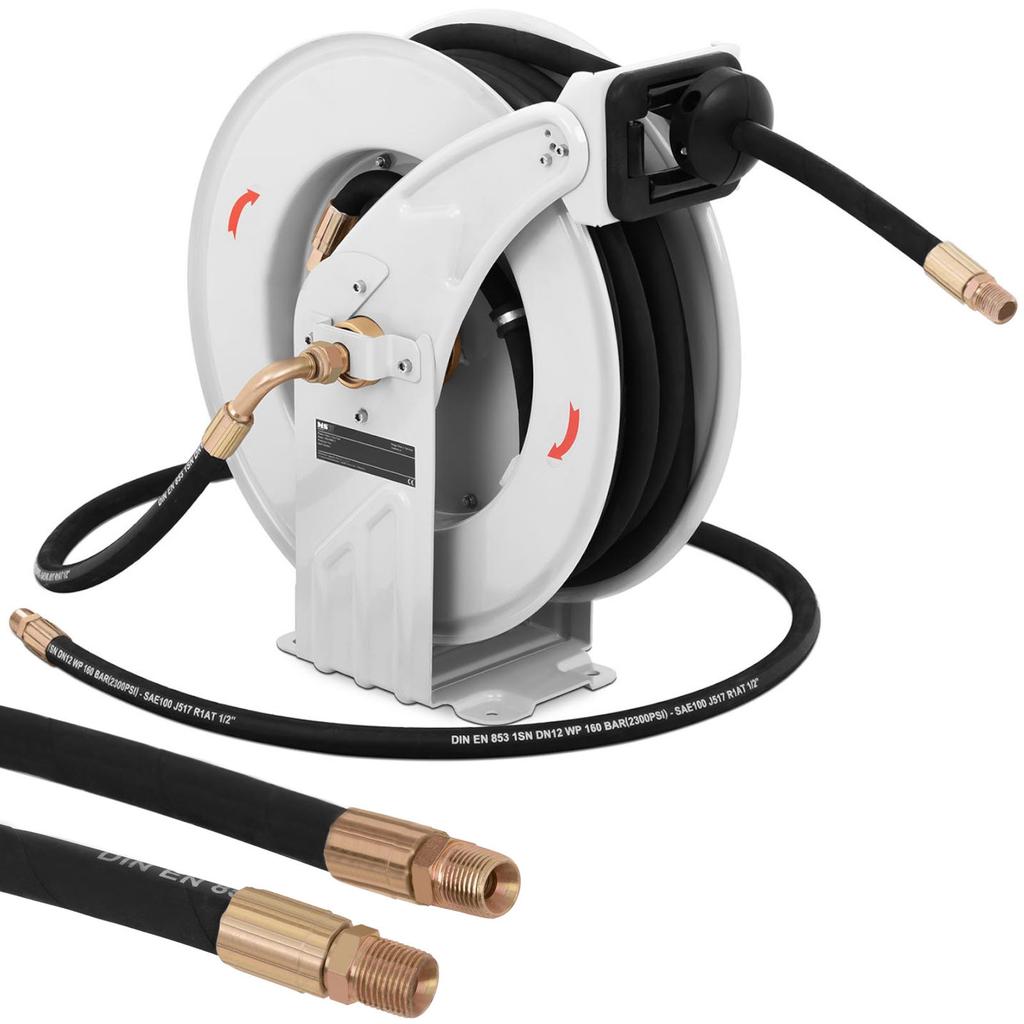 Rubber pressure pneumatic hose, coiled on a drum, 160 bar, 15 m, 2 m