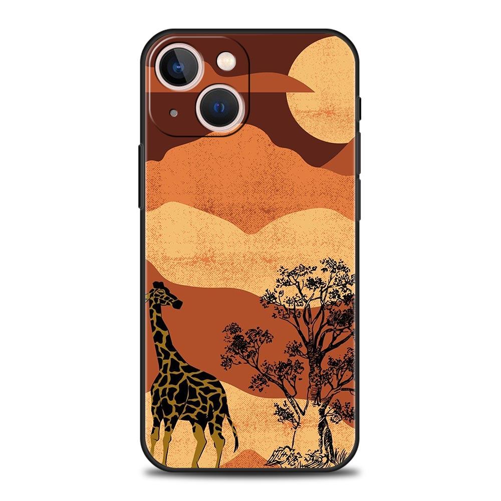 

Роскошный Чехол Для Телефона Для Apple iPhone 11 15 14 Pro MAX 12 13 7 8 Plus X XR XS MAX SE Силиконовый Черный Чехол Funda жираф iPhone XS Max