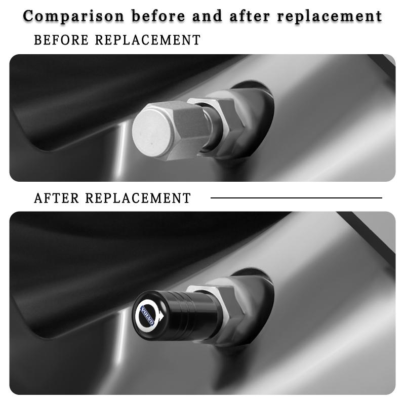 4Pcs Car Styling 3D Metal Wheel Tire Valve Stem Caps Accessories For Volvo Rdesign Polestar AWD V50 S60 V60 XC60 S40 XC40 XC90