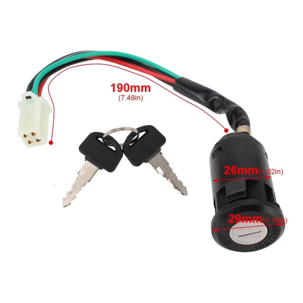 Motorcycle Key Set ATV 50/70/90/110/150/250cc Universal Motorcycle Cart Ignition Switch 4 Pin Wire On/Off