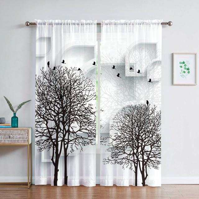 Weißer Stein Lila Rose Floral Sheer Voile Vorhang für Wohnzimmer Schlafzimmer Küche Fenster Dekor Geometrische Blumen Tüll Vorhänge