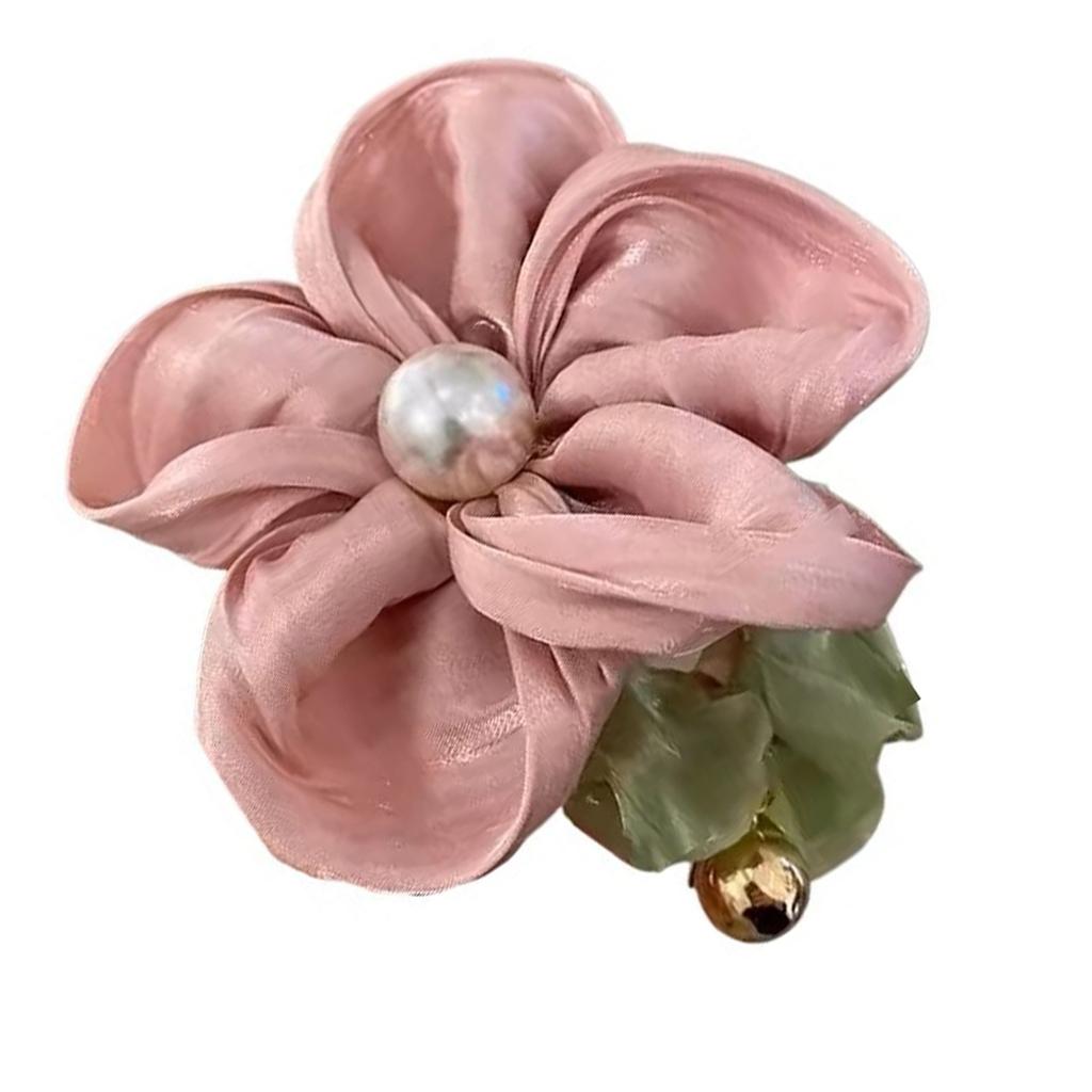 Stylish Women's Flower Hair Elastic Flower Scrunchies Large Floral Pearls Hair Rope Adds A Touch Of Fashion To Your Look