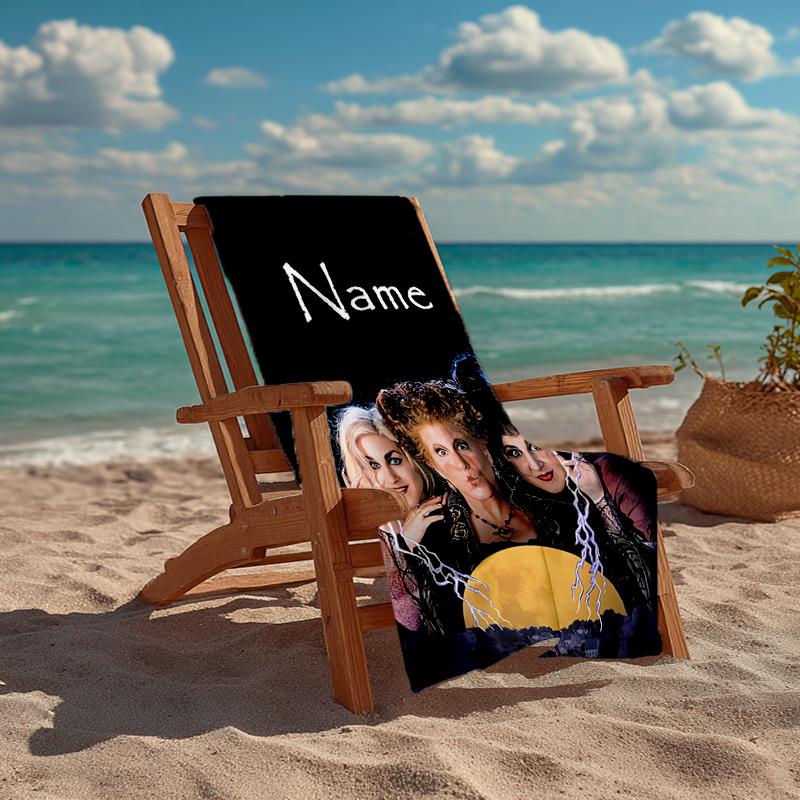 Custom Name Ultra-Soft Beach Towel with Hocus Pocus Theme,Ideal for Pool - Camping, Diving - Perfect Travel Essential, Vibrant Beach Towel.