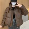 Winter Warm Thick PU Leather Coats Women Short Parkas Fashion Black Cotton Padded Lady Down Jacket  Zipper Clothes