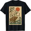 Japanese Giant White Tiger Vintage Ukiyo-e Woodblock Art T-Shirt