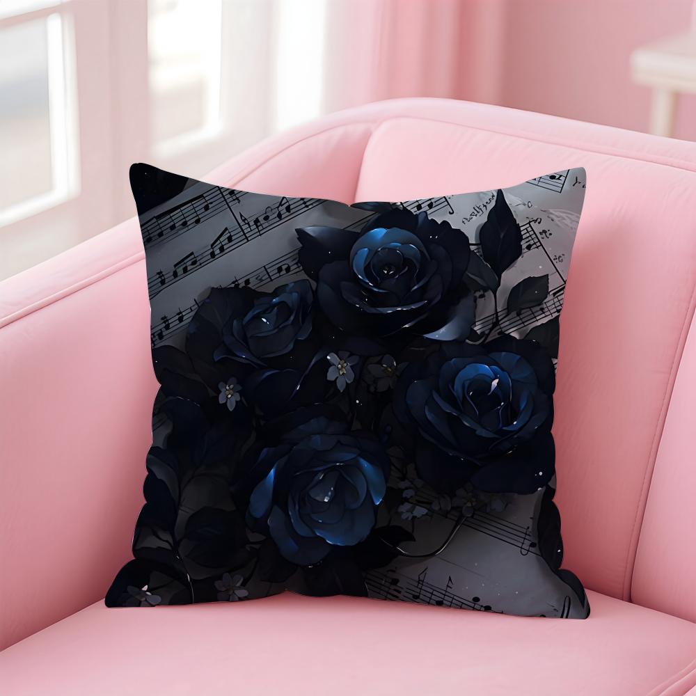 Romantic blue roses Cushion Cover Pillow Case Soft Skin Friendly Fabric  Concealed Zipper