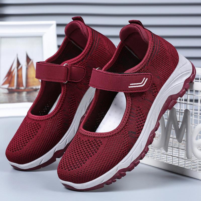 Women's Shoes Spring Women's 2025 New Casual Single Shoes Women's Shoes Breathable Velcro Middle-aged and Elderly Mother Shoes