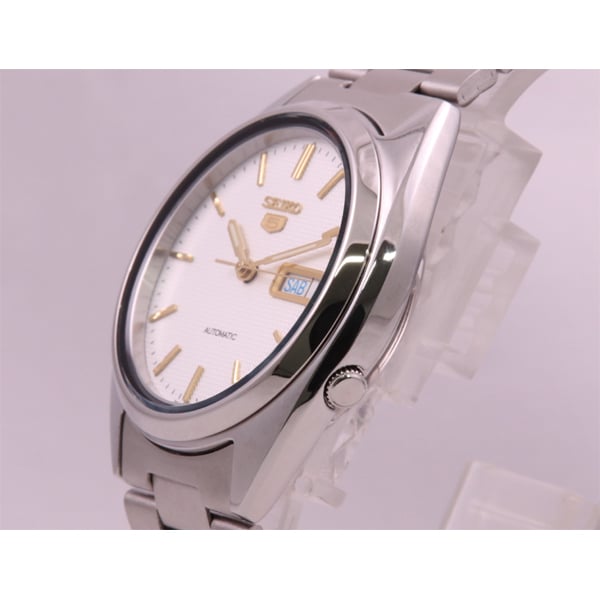 Seiko Men's SNXG47K (Seiko5 SS Bracelet White) Round Watch Silver Analog