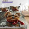 Yorkshire Terrier Pattern Bedding Quilt Set Quilt Cover Pillowcase Home Decoration Birthday Gift (1 * Duvet Cover + 2 * Pillowcase, Without Core)