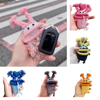 Big Mouth Car Key Case Cartoon Universal Remote Key Fob Cover Funny Key Protector Crochet Bag Funny Gifts for Women