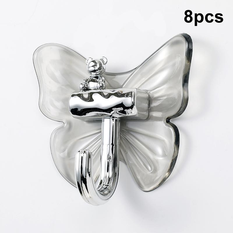 8 Pcs Plastic Butterfly Wall Hooks Wall Mounted Self Adhesive Butterfly Storage Hanger Moisture-proof Decorative Key Holder