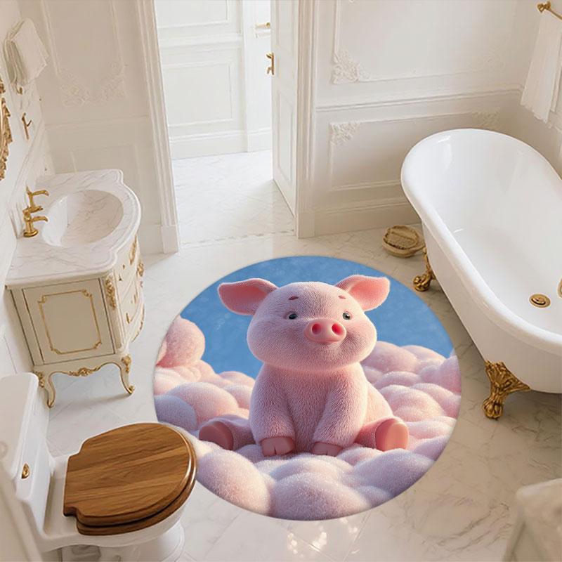 Pig Pattern Round rug,Carpet Rug for Living Room Bedroom Playroom ,Non-slip Floor Mat,Holiday Gifts and Birthday Gifts.