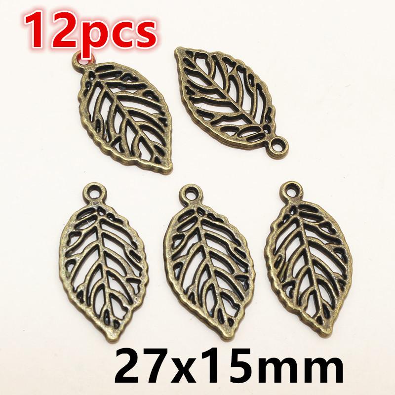 12-15pcs Alloy Metal Leaf Tree Charms Pendant DIY Jewelry Making Accessories Findings for Earrings Bracelet Necklace Craft