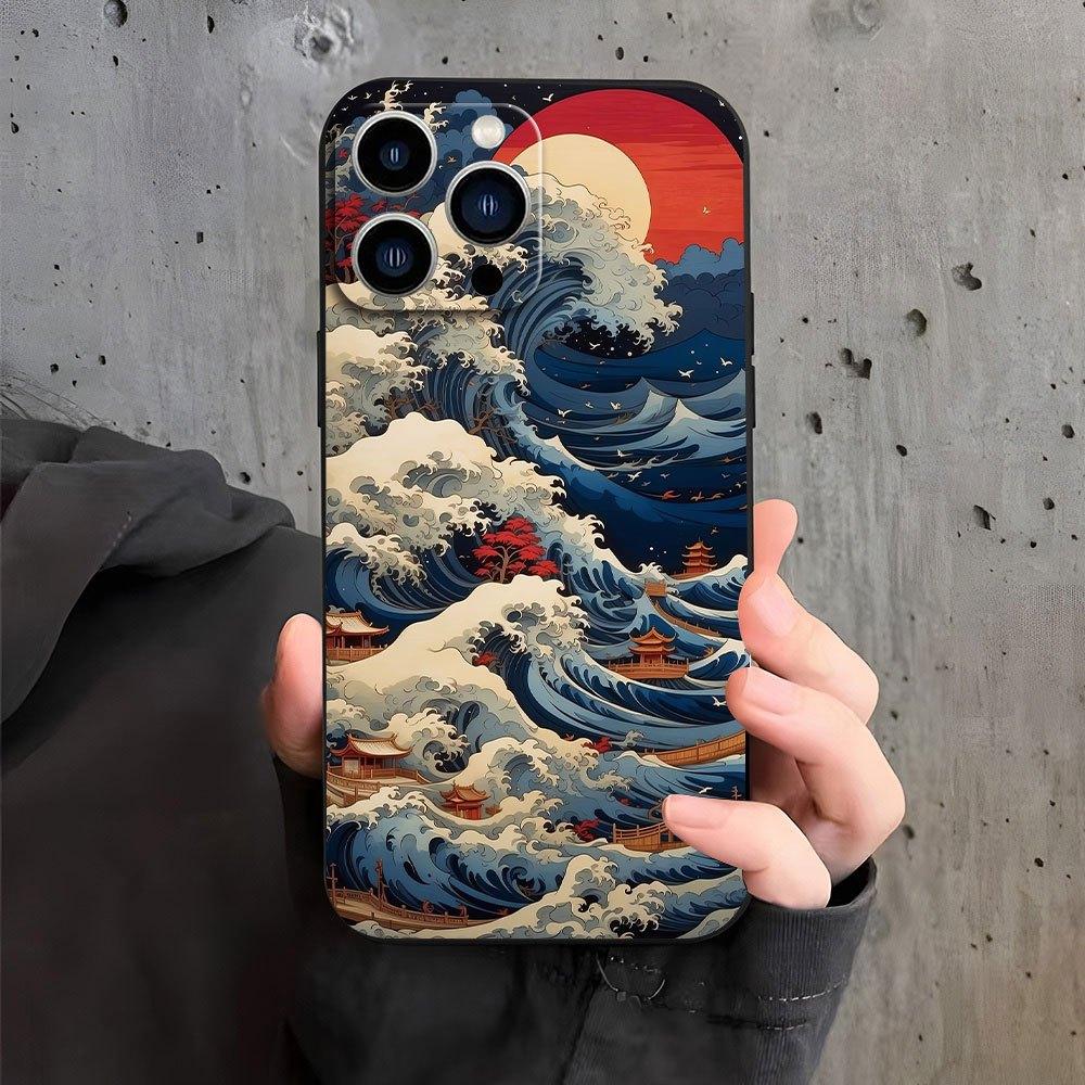 Sea Wave Simple and Stylish Phone Case Suitable for iPhone 17 16 15 14 13 12 11 Pro/ Max /Plus All-inclusive Matte Soft Case