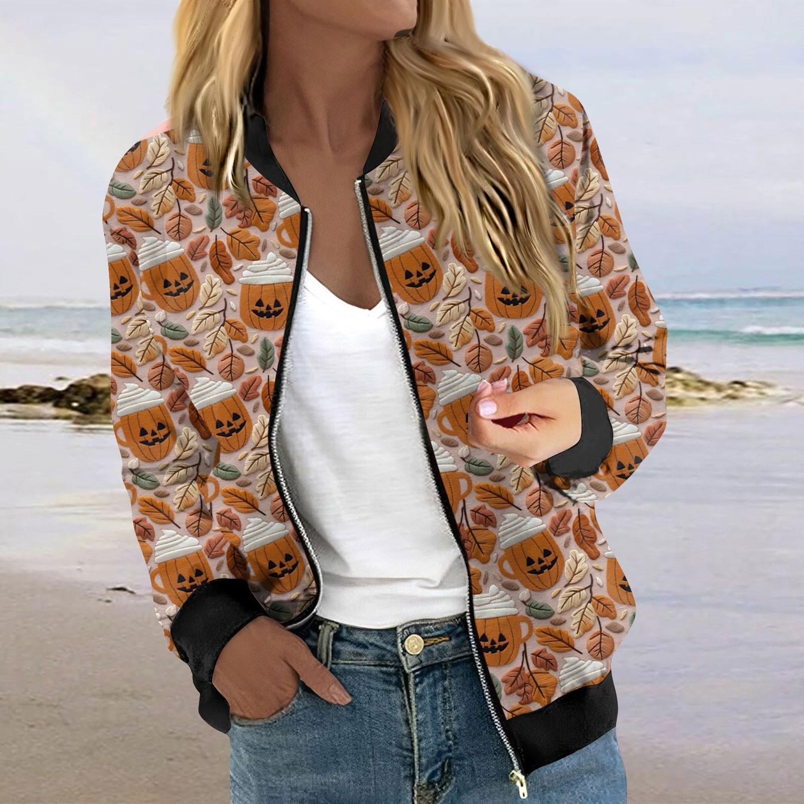 

Жіночі куртки з довгими рукавами, легкі, укорочені модні верхній одяг із принтом, повсякденні стьобані куртки з кишенями L верблюд