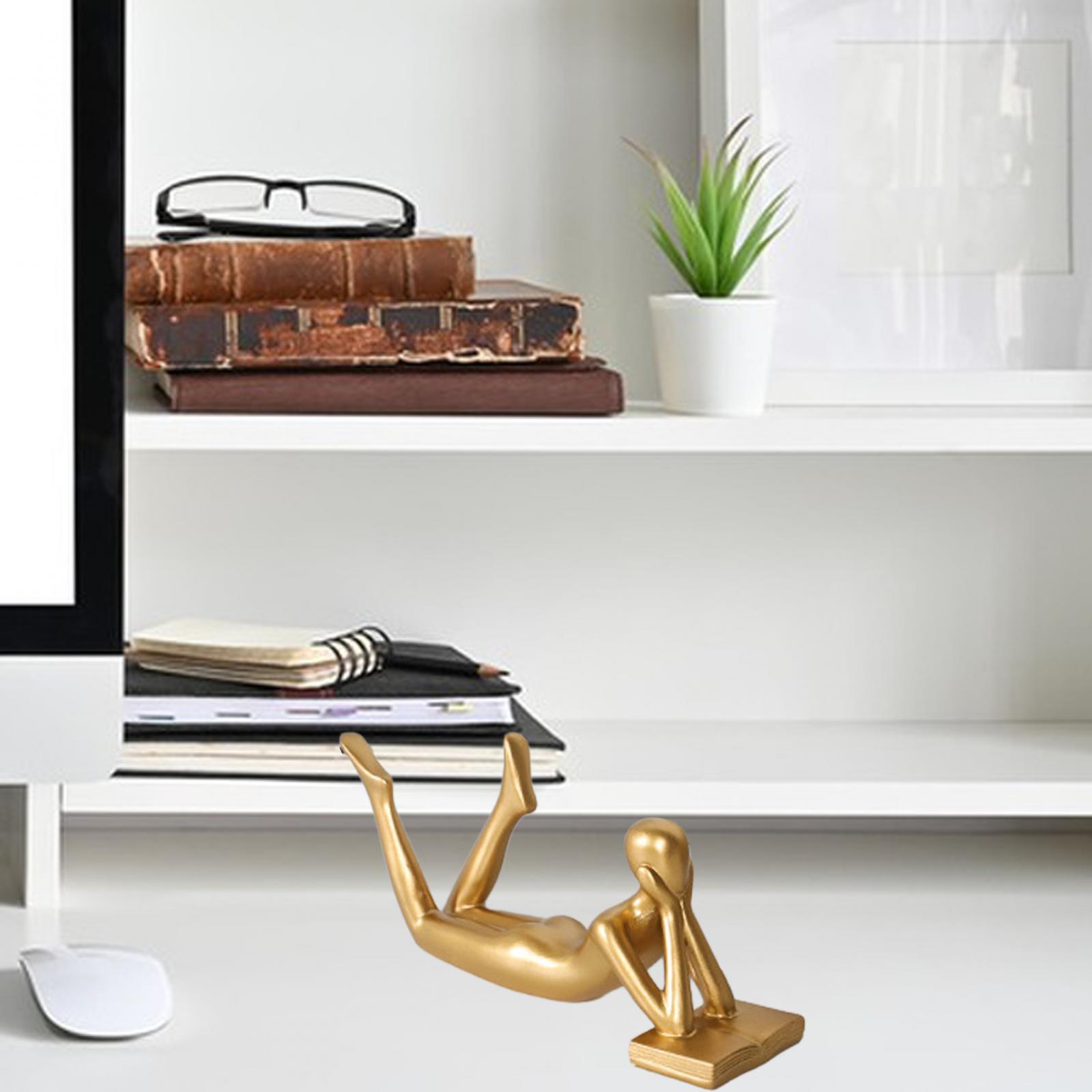 

Abstract Thinker Statue Golden Collectible Decor for Libraries Hotel Office