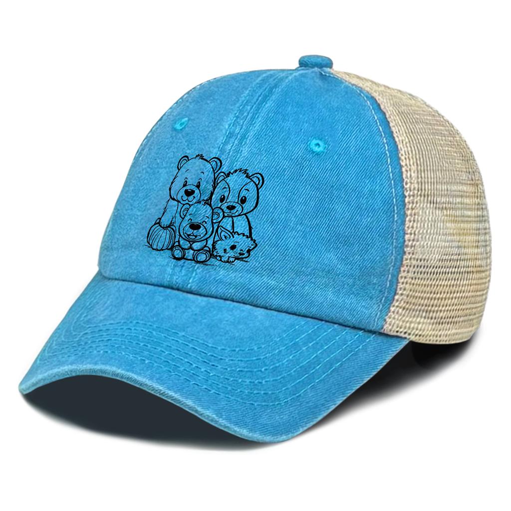 Black Bears Family Printed Baseball Hat Adjustable Inelastic Trendy Vintage Sporting Cap For Women Unisex Outdoor Travel Hiking