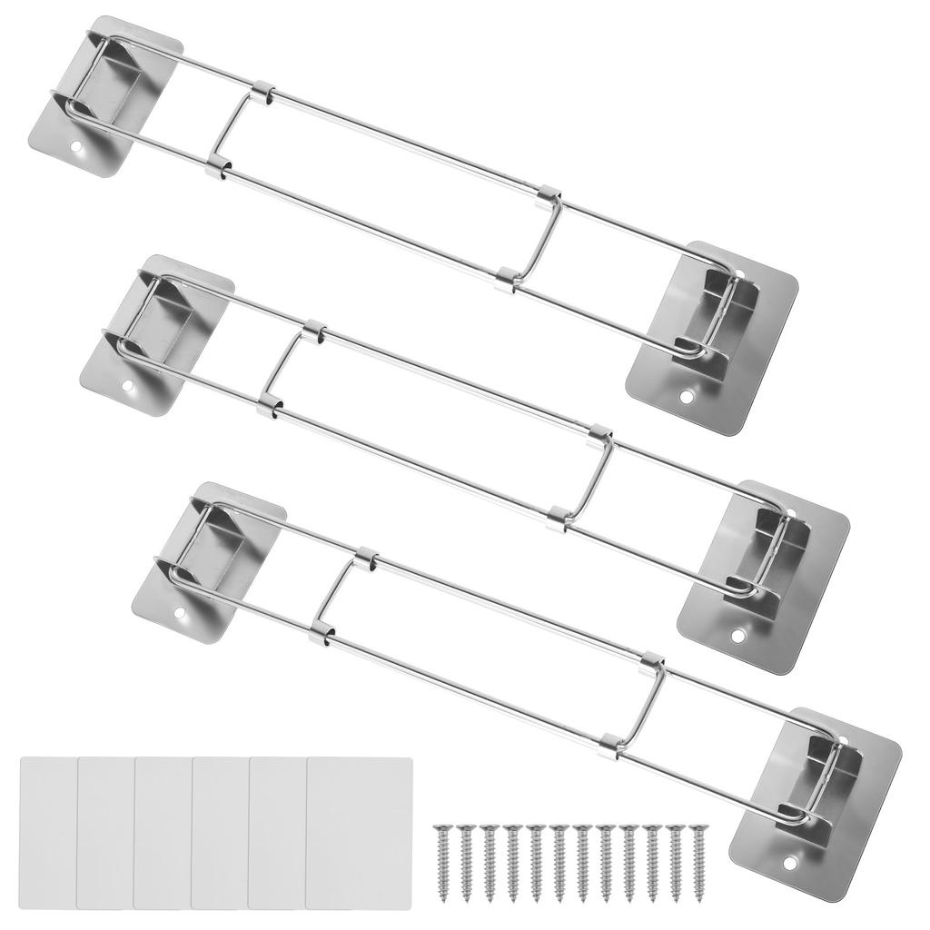 3Pcs RV Shower Corner Storage Bar Stainless Steel Camper Bathroom Corner Bar 180° Rotatable RV Bathroom Corner Shelf