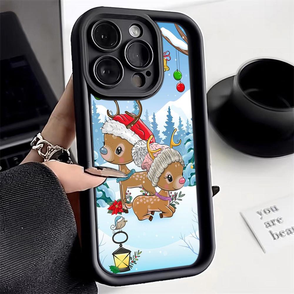 N116 Merry Christmas Happy New Year art Soft Angel Eyes Phone Cases for Samsung S23 S24 Ultra S21 FE A54 A34 A13 A14 A06 A24 Realme12 Shockproof Cover