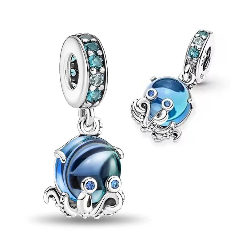 Silver 925 Deep Sea Octopus Firely Shape Charm Bead Fit Original Bracelet Pendant Beads DIY for Women Jewelry Gift