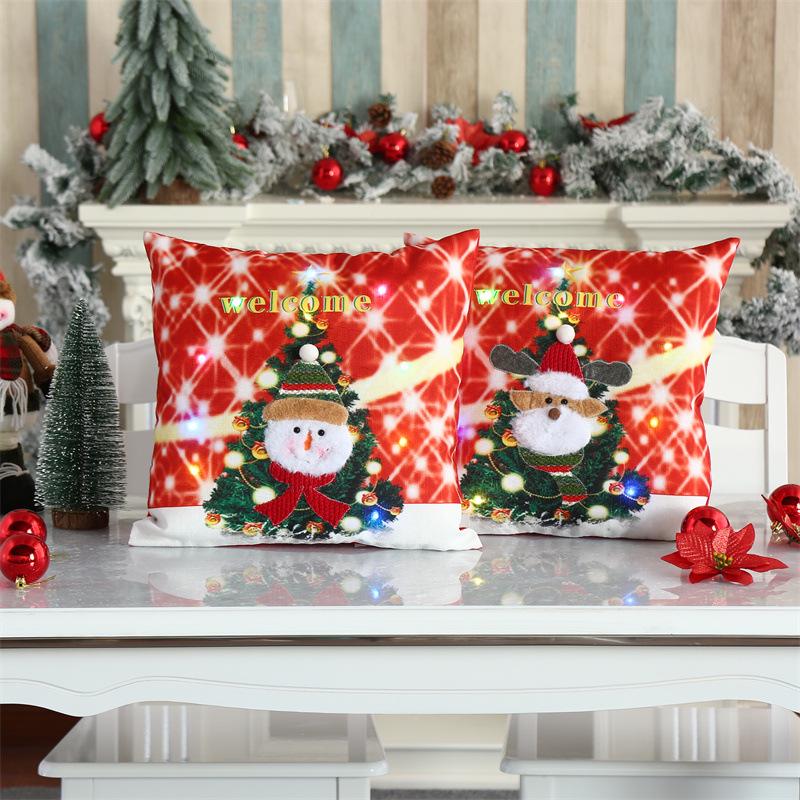 Creative Glowing Christmas Pillowcase with Snowman and Deer Design - Festive Home Décor Gift