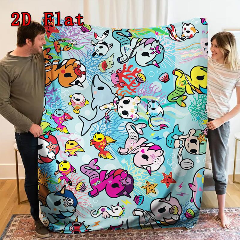 Glam Tokidoki 2D Flat Pattern Flannel Blanket High quality All Seasons Warmth and Comfort Perfect for Christmas Gifts.FMT261012015