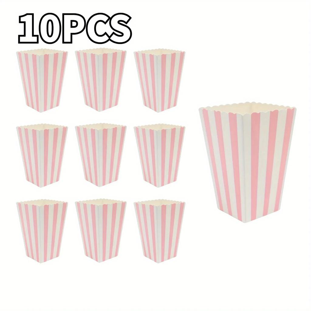 Gestreifte Popcorn-Boxen Einweg-Papier-Snackbehälter für Party Filmabend Geburtstag Hochzeitsveranstaltungen Lebensmittel-Servierzubehör