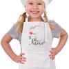 Personalized Kids Apron Cooking Kitchen Apron Pink Flower Initial and Name Apron for Children Custom Girls Cooking Apron Gift