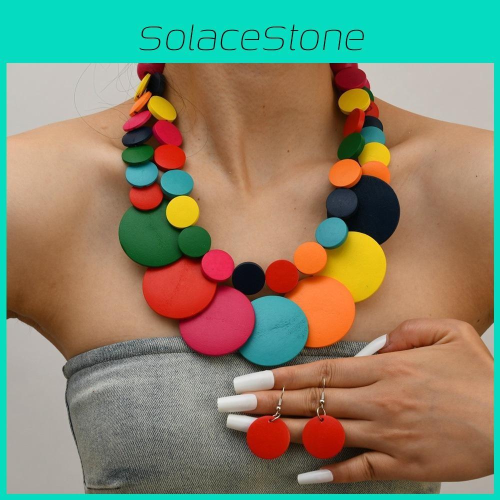Artistic Jewelry Set With Wooden Beads And Floral Motifs For Winter Seasonal Collection Accessory