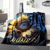 Sunflower Fusion With Cosmic Elements Cozy Customizable Blanket Personalized Name Warmthful Decor Perfect For Sofa Couch Office Bed Picnics For All