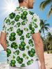 Men'S Short-Sleeve Shirt with a Green St. Patrick'S Day Hat And Clover Pattern, a Hawaiian-Style Button-Up Shirt, Perfect for Festive Occasions And As