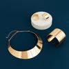 Exaggerated Wide Smooth Surface Metal Necklace/Earrings/Bracelet Set for Women Trendy African Collar Fashion Jewelry Accessories
