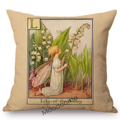 Tarot Alphabet Flower Fairy Baby Nursery Cartoon Art Home Decorative Sofa Throw Pillow Case Lovely Cute Children Cushion Cover