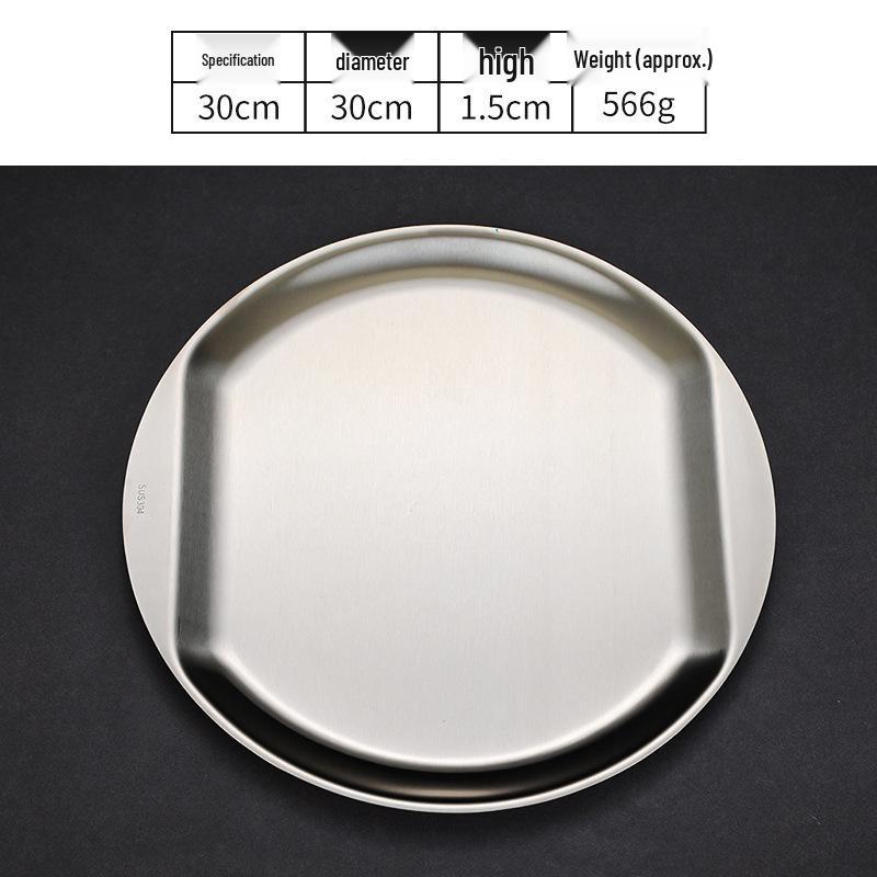 Korean Style Golden Round Plate - Shallow Plate for Snacks, Western Food, Steak, BBQ, and Desserts.