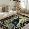 Academia Black Cat Rug Aniaml Floral Bedroom Carpet Anti-slip Washable Carpet for Living Room Rug Kitchen Bedside Soft Carpet