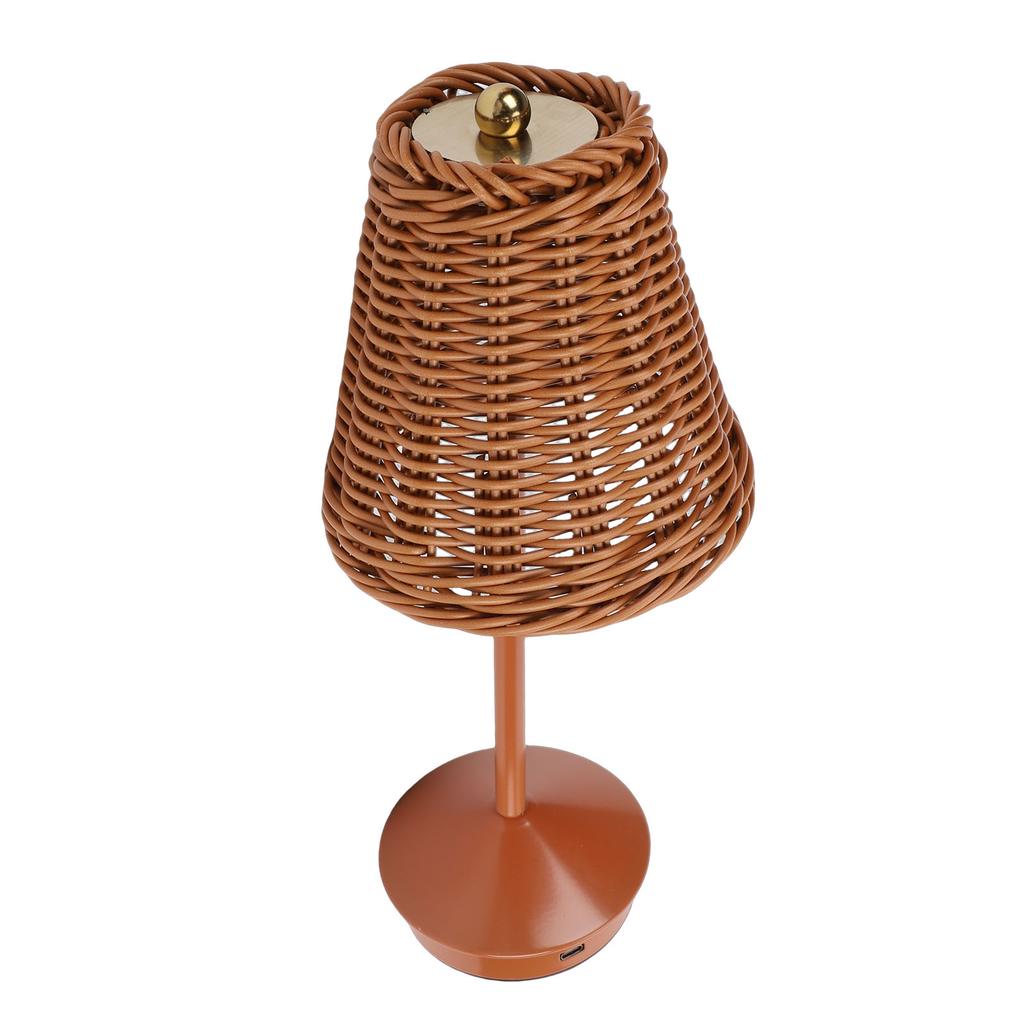 Boho Rattantischlampe LED Wiederaufladbar Leselicht 3 Farben Touch-Steuerung Dimmbar Nachttischlampe für Wohnzimmer