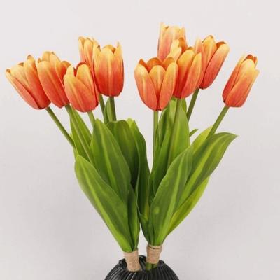 Real Touch Artificial Tulip Flowers Handmade Realistic Faux Tulip Branch 52 Cm 5-Heads Simulation Big Tulip Dining Table