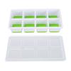 Ice Cube Tray with Lid Bin Tong Set 8 Cavity Soft Bottom Square Silicone Ice Cube Mold for Freezer