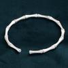 999 Sterling Silver Open Bamboo Joint Bracelet: Polished & Matte, Young Style, Solid Silver, Women's Thin Design.
