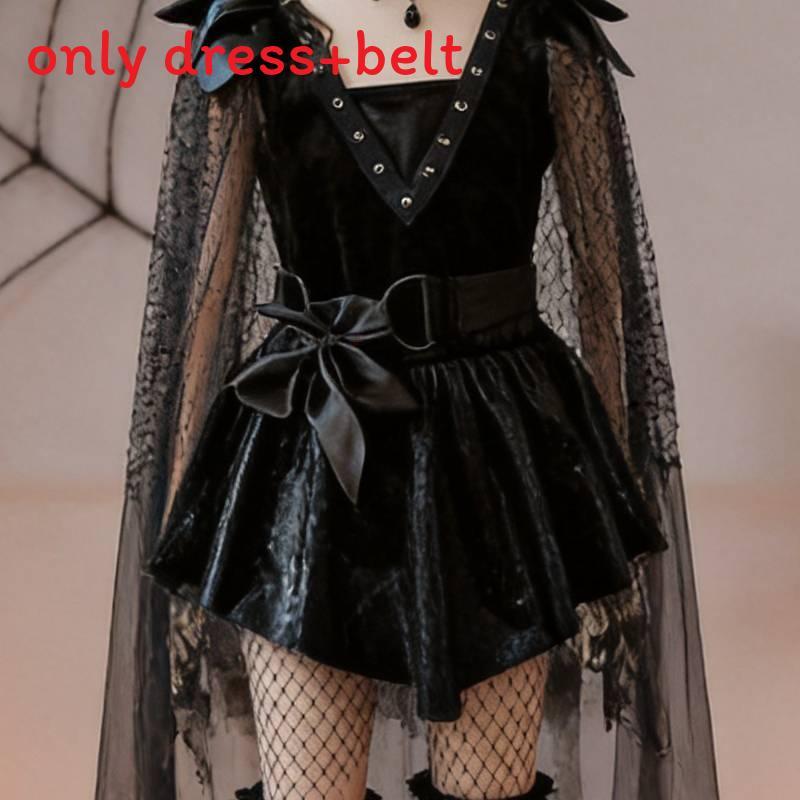Halloween Child Witch Costume For Kids Children Halloween Cosplay Dress With Lace And Butterfly Bow