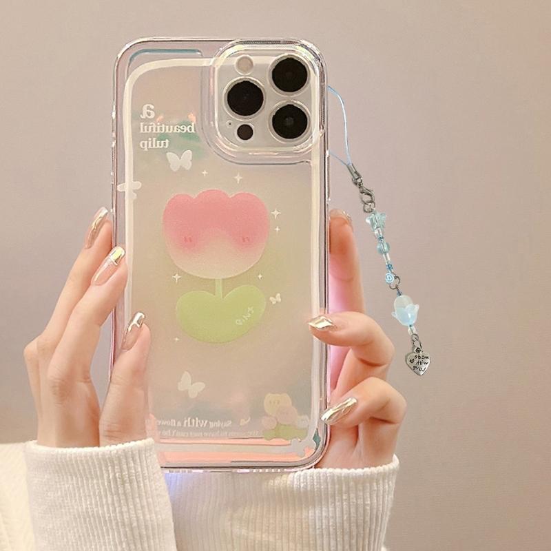 Handcrafted Phone Charm Acrylic Beaded Keychain Colorful Star Heart Keyring Cute Acrylic Ornaments for Mobiles Bag