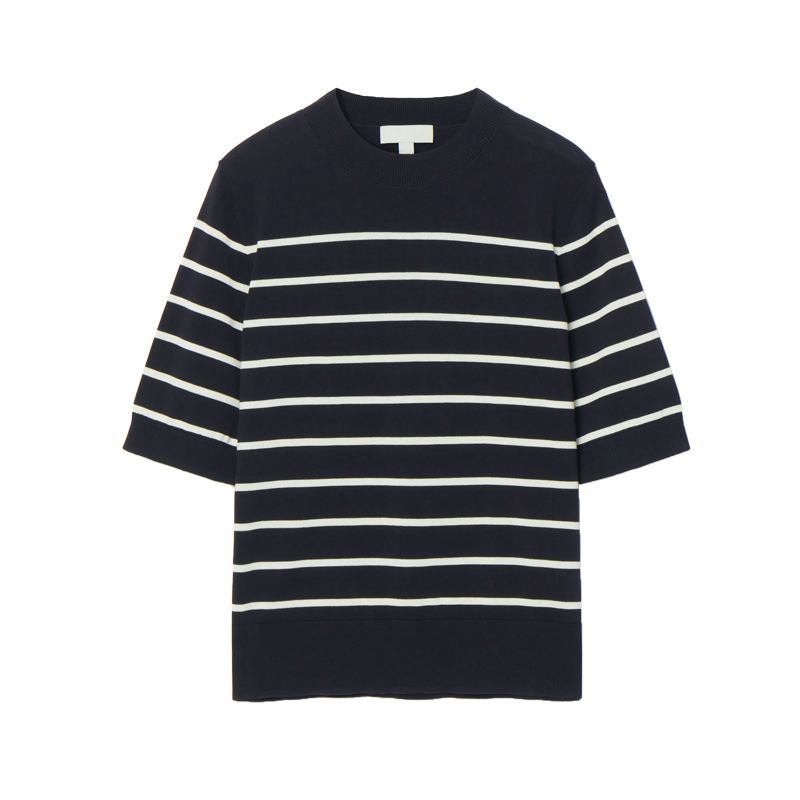 CS Spring/Summer New Women's Clothing French Commute Style Standard Edition Round Neck All-Matching Knitting T-shirt Tops 1069400