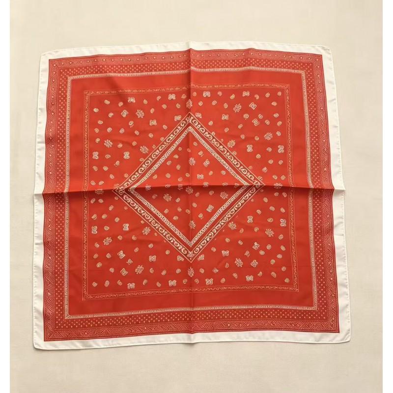 70x70cm Lightweight Cotton Silk Square Scarf With Boho Floral Print Breathable Neck Wrap Women
