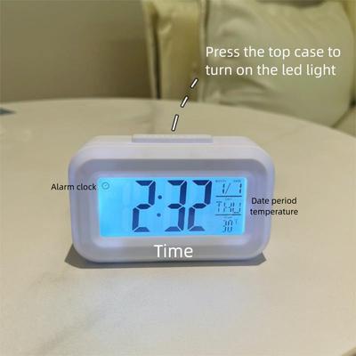 LCD Display Digital Alarm Clock Led Light Temperature Display Smart Digital Alarm Clock Battery Operated Calendar