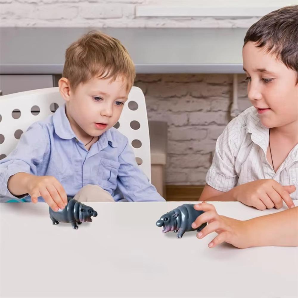 Mini Pygmy Hippopotamus Statue Lovely Hippo Resin Figurines Fans Collection