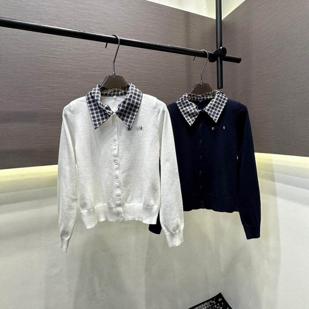 Trendy European Plaid Lapel Knit Two-Piece Long Sleeve for Autumn/Winter