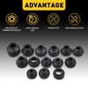 14PCS Universal Rubber Tie Rod End Ball Joint Dust Boot Dust Cover Set Kit Black