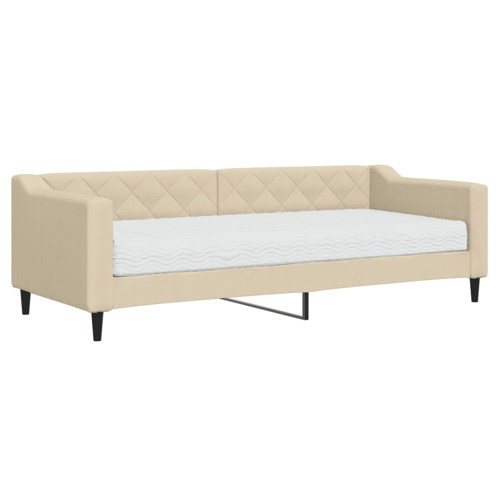 Daybed with Mattress Cream 80 X 200 Cm Fabric