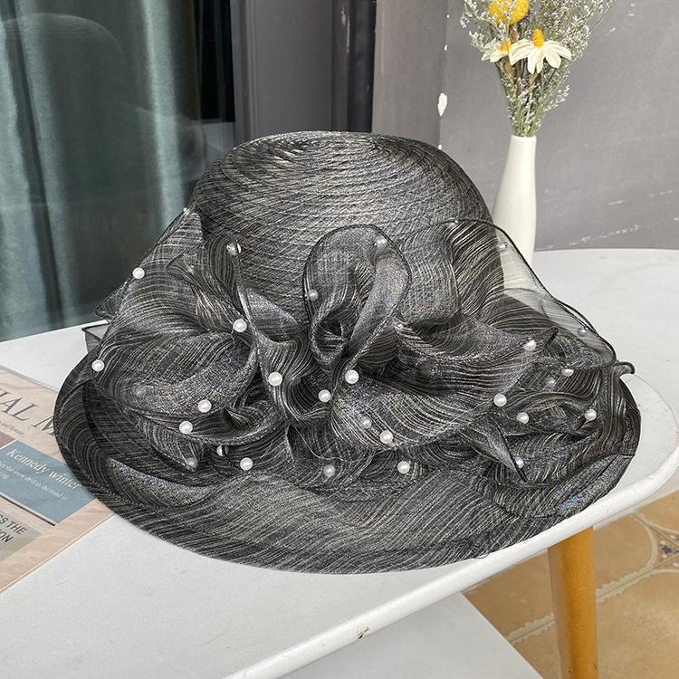 Eugen yarn large flowerpot hat women's fashion mesh visor summer breathable travel sun protection beach hat